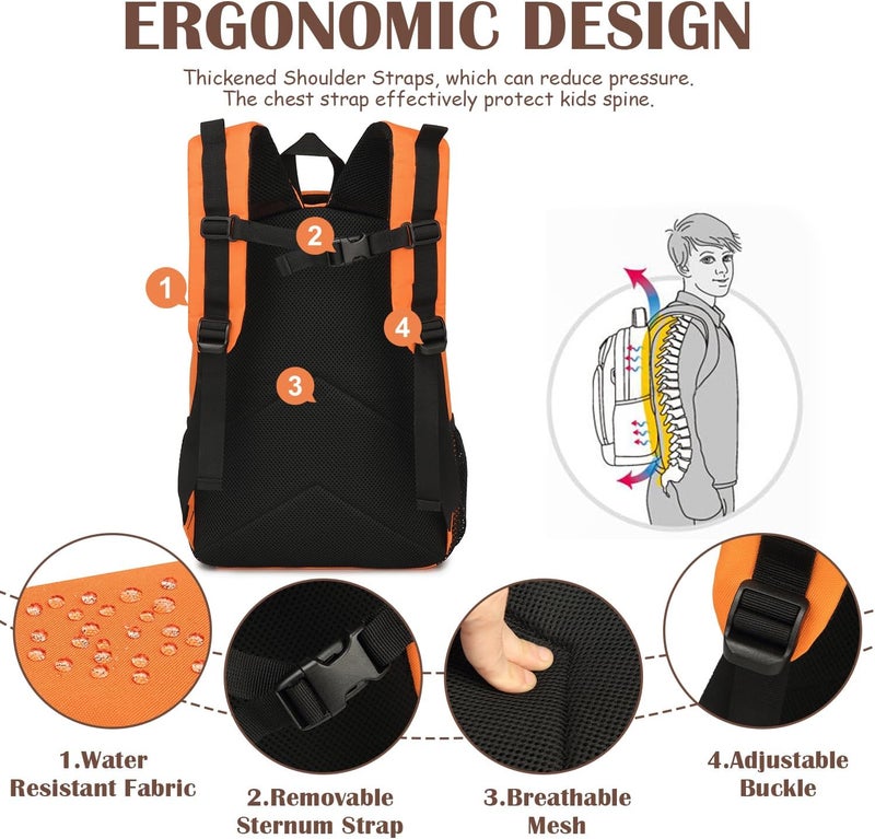 SunForMorning Kids Tactical Backpack Army Molle Bookbag Military Boys Backpack for School, Outdoor, Camping, Orange - Image 5
